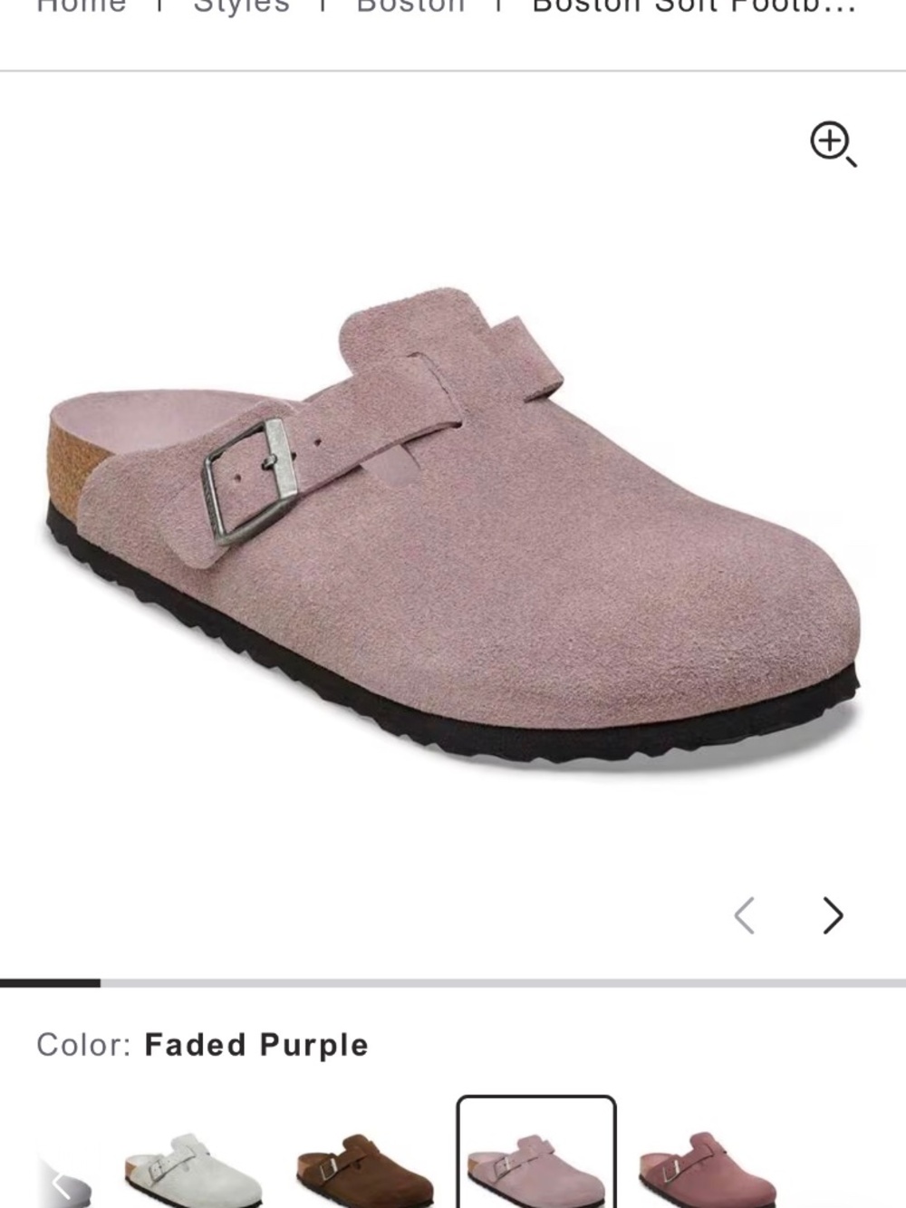 Birkenstock Boston Suede Soft Footbed size 41 Purple